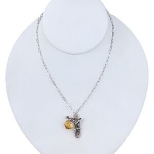 Vintage Sterling Silver 925 Citrine Bird Charm Pendant